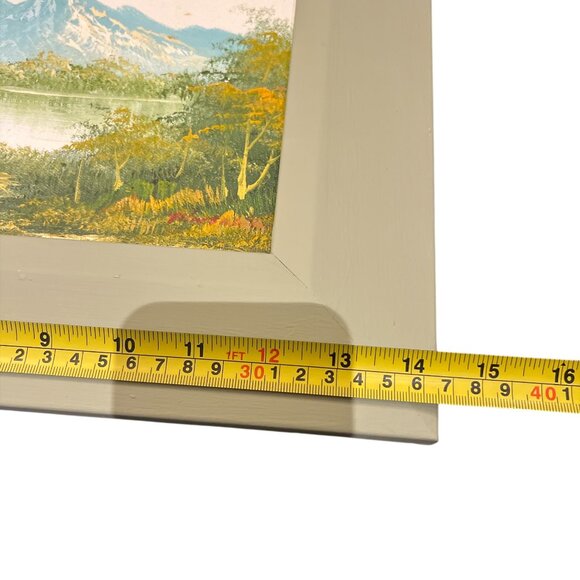 Original Art Landscape Oil Painting on Canvas Fall Colours Lake Mountain Framed - Picture 4 of 10